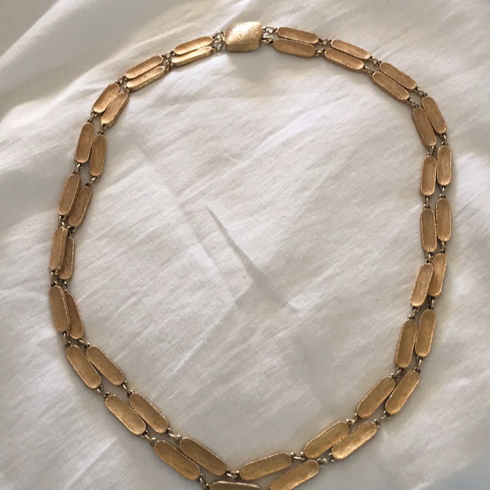 Vintage gold double chain link necklace